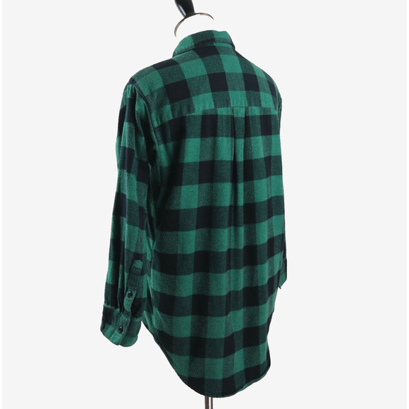 Madewell Size S Buffalo Check Flannel Shirt Plaid Green Black - Picture 3 of 10